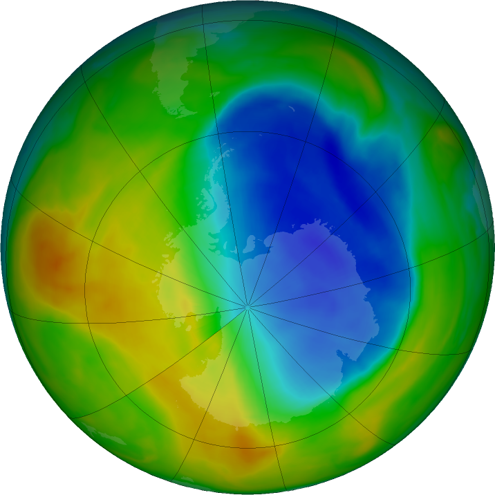 Antarctic ozone map for 02 November 2017